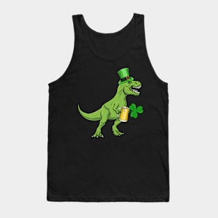 Dinosaur Tyrannosaurus Beer rex T rex Funny St Patrick's Day Tank Top